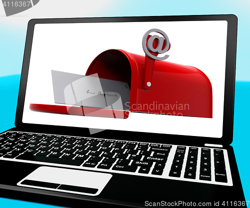 Image of Mail Box On Notebook Shows Email Inbox