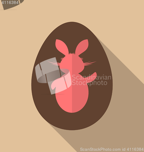 Image of Easter bunny in chocolate egg, trendy flat style