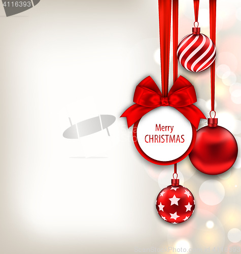 Image of Christmas Background with Celebration Card and Glass Ball