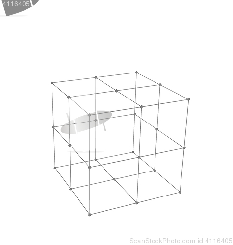 Image of Cube Made is Mesh Polygonal Element