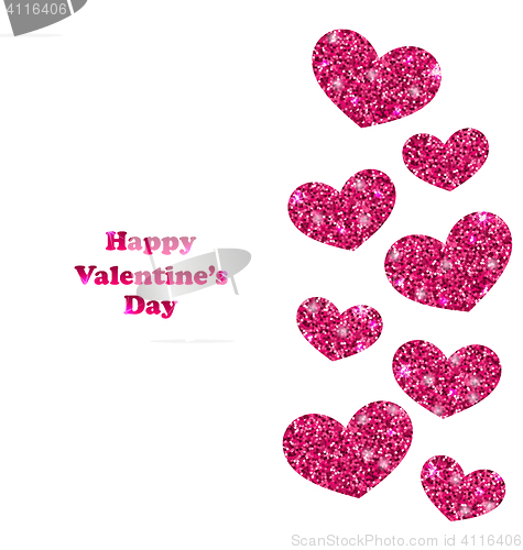 Image of Frame from Pink Hearts with Glitter Background