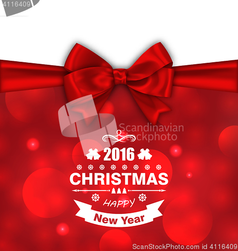 Image of Christmas Card with Bow Ribbon