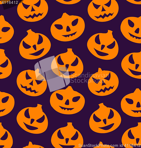 Image of Seamless Pattern with Spooky Pumpkins