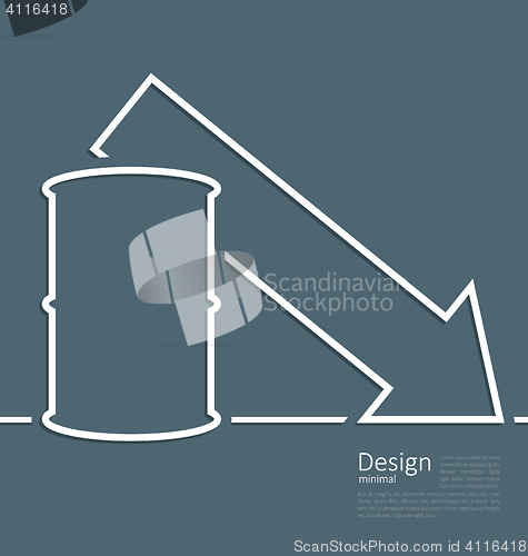 Image of Illustration arrow indicating trend falling cost oil, logo templ