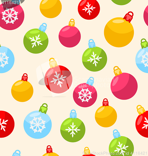 Image of Seamless Christmas pattern with xmas ball snowflakes