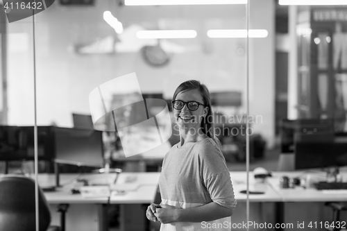 Image of portrait of casual business woman at office