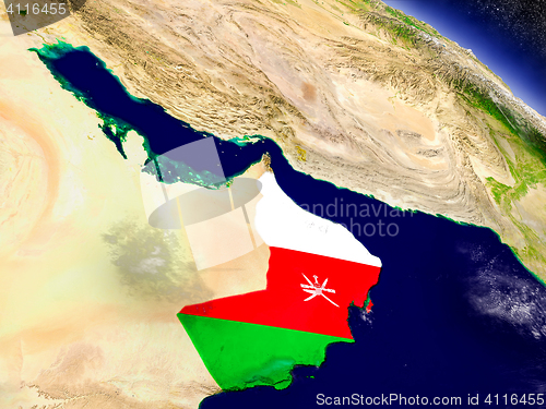 Image of Oman with embedded flag on Earth