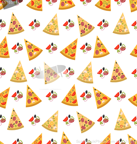 Image of Seamless Pattern with Slices of Pizza