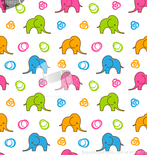 Image of Seamless Texture with Colorful Cartoon Elephants
