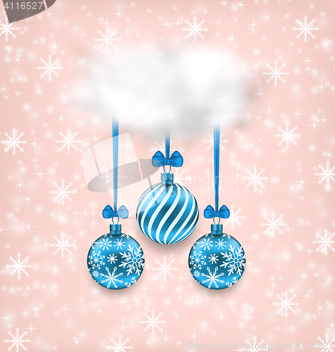 Image of  Christmas Elegance Card with Balls and Cloud