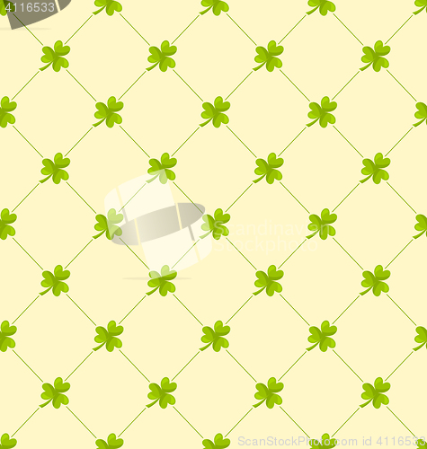 Image of Seamless Ornamental Pattern with Clovers for St. Patricks Day