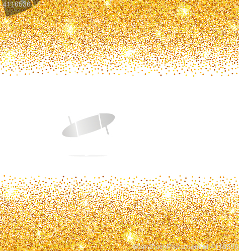 Image of Abstract Golden Sparkles on White Background. Gold Glitter Dust