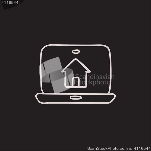 Image of Smart house technology sketch icon.