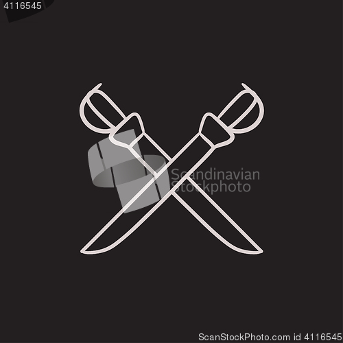 Image of Crossed saber sketch icon.