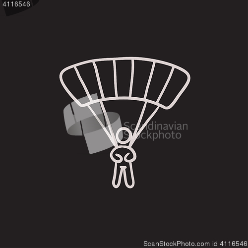 Image of Skydiving sketch icon.