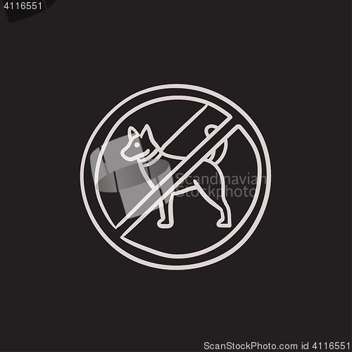 Image of No dog sign sketch icon.