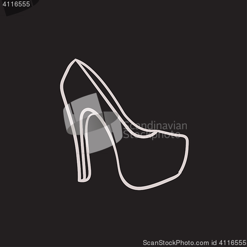 Image of High heel shoe sketch icon.