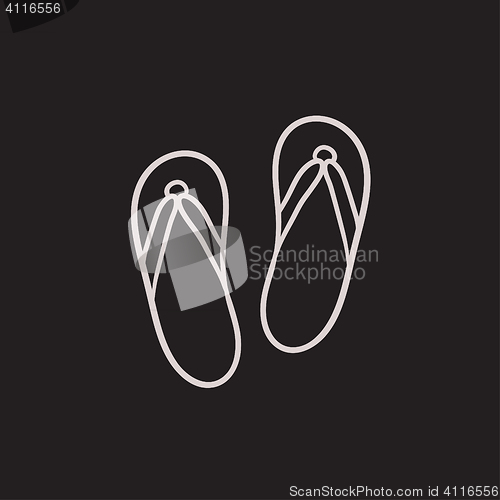 Image of Beach slipper sketch icon.