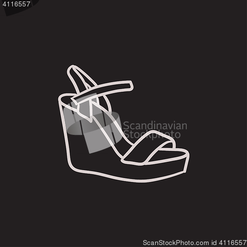 Image of Women platform sandal sketch icon.