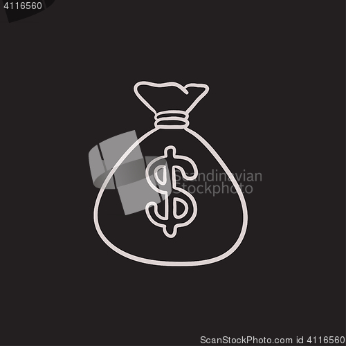 Image of Money bag sketch icon.