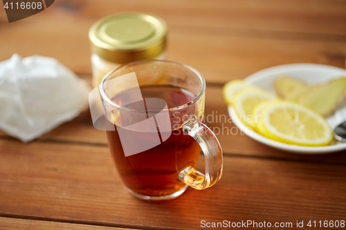 Image of tea cup with lemon and honey