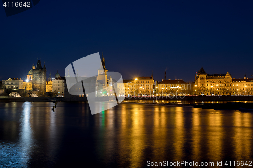 Image of Night photo of Prague Old Town (Smetanovo Nabrezi)