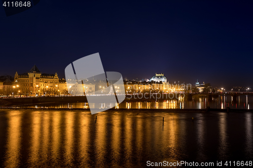 Image of Night photo of Prague Old Town (Smetanovo Nabrezi)