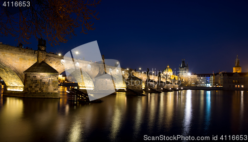 Image of Night photo of Prague Old Town (Smetanovo Nabrezi)