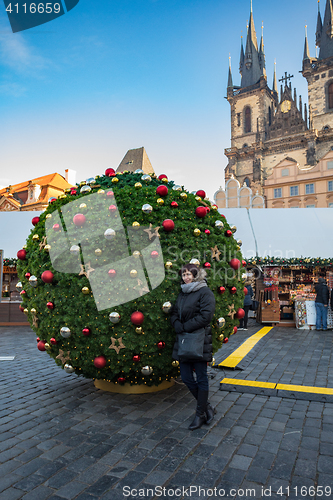 Image of Beautiful Woman in Prague Old Town square