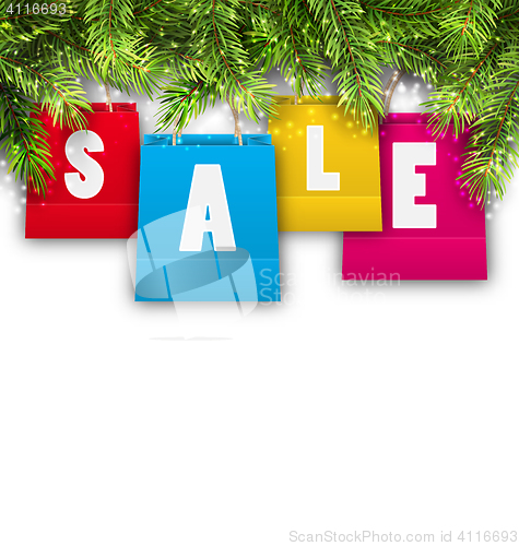Image of Abstract Background with Christmas Shopping Sale Bags