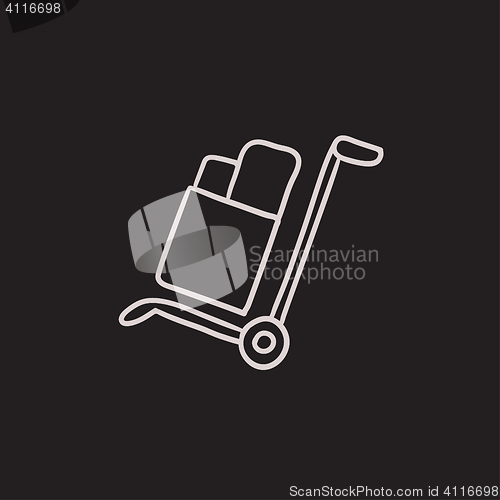 Image of Shopping handling trolley sketch icon.