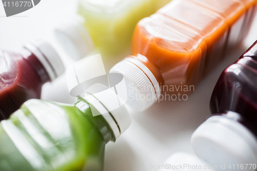 Image of bottles with different fruit or vegetable juices