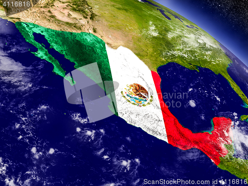 Image of Mexico with embedded flag on Earth