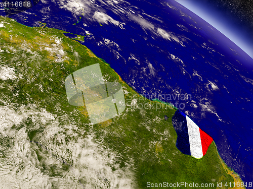 Image of French Guiana with embedded flag on Earth