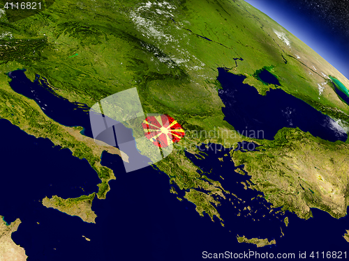 Image of Macedonia with embedded flag on Earth