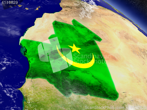 Image of Mauritania with embedded flag on Earth