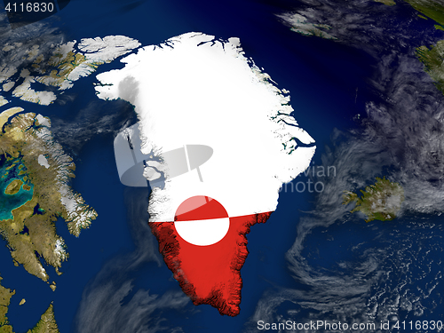 Image of Greenland with embedded flag on Earth