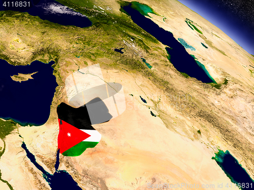 Image of Jordan with embedded flag on Earth