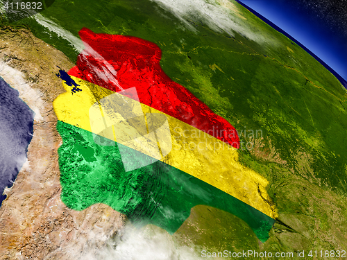 Image of Bolivia with embedded flag on Earth