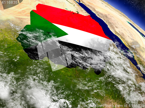 Image of Sudan with embedded flag on Earth