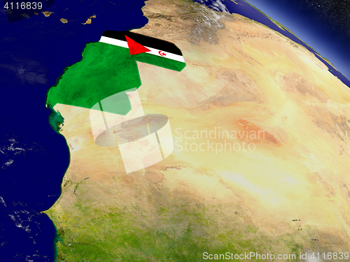 Image of Western Sahara with embedded flag on Earth