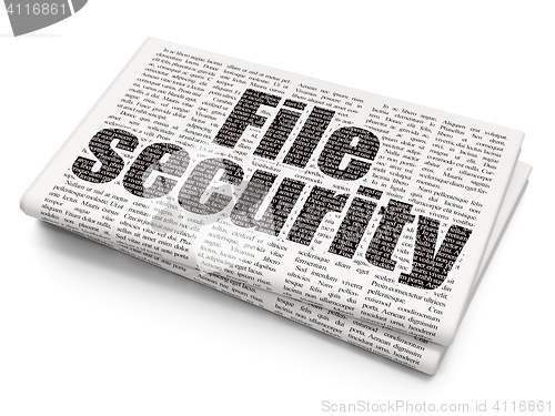 Image of Safety concept: File Security on Newspaper background