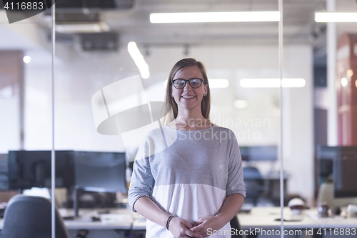 Image of portrait of casual business woman at office