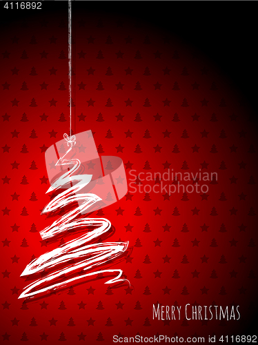 Image of Scribbled christmas tree on a red background