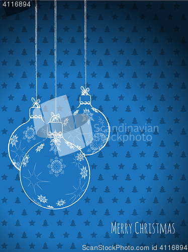 Image of Scribbled christmas decorations on a blue background
