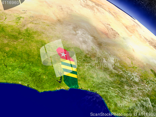 Image of Togo with embedded flag on Earth