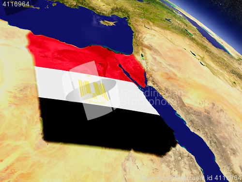 Image of Egypt with embedded flag on Earth