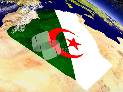 Image of Algeria with embedded flag on Earth