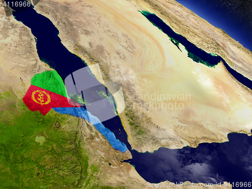 Image of Eritrea with embedded flag on Earth