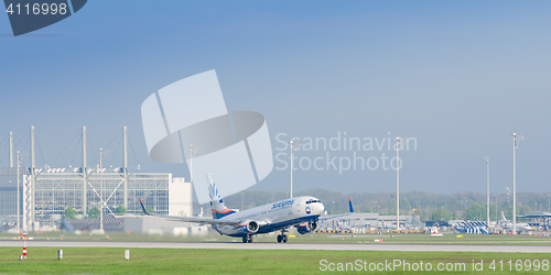 Image of Plane Boeing-737 of SunExpress take off from Munich internationa